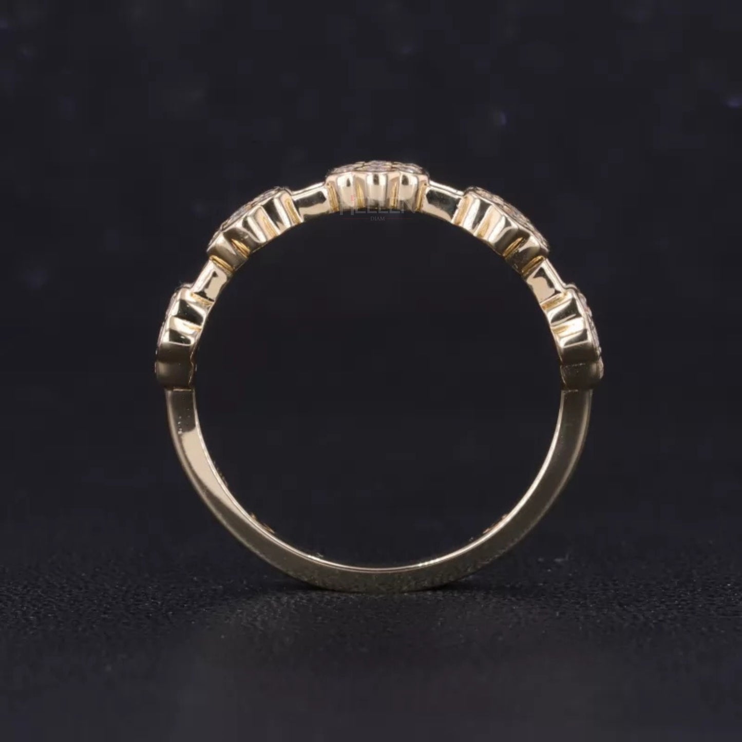 Floral Illusion Round Diamond Cluster Wedding Band