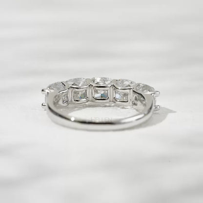 Cushion Cut Five Stone Moissanite Half Eternity Band