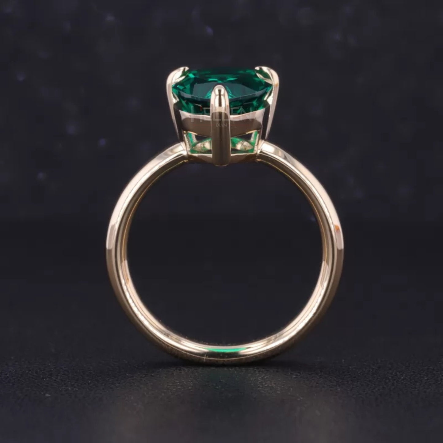 Pear Cut Green Emerald Gemstone Solitaire Engagement Ring