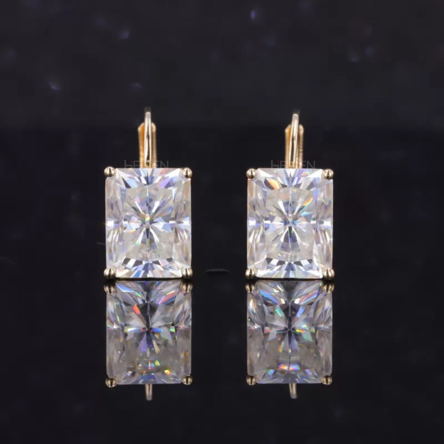 Luxury Moissanite Hoop Earrings - Radiant Cut Sparkle