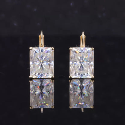 Luxury Moissanite Hoop Earrings - Radiant Cut Sparkle