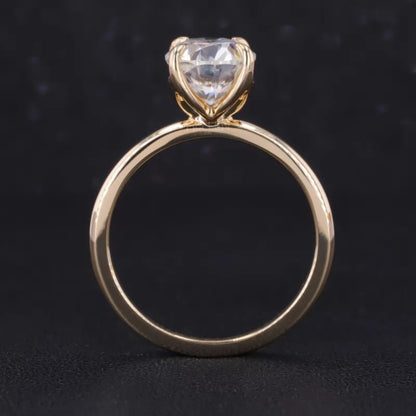 Oval Solitaire Ring with Stackable Half-Round Eternity Band