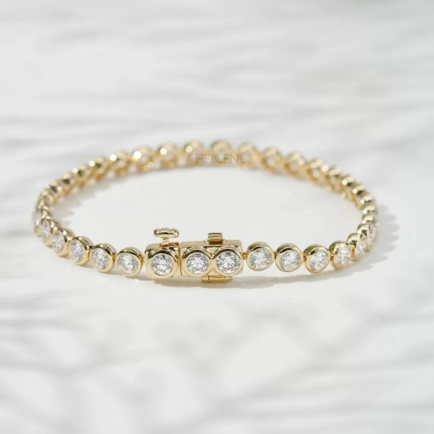 Round Cut Moissanite Bezel setting Must Have Tennis Bracelet