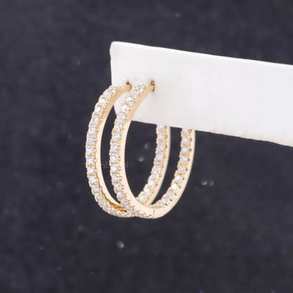 Pave Set Moissanite Huggies Hoop Earrings - Sterling Silver Luxury