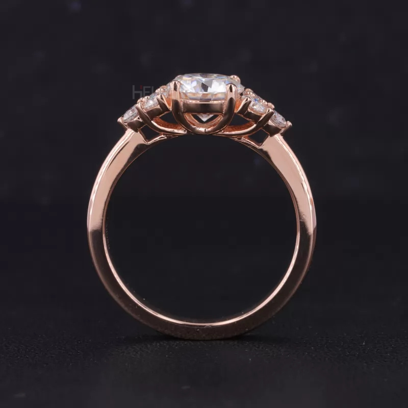 Round Moissanite Solitaire vintage Cluster Ring