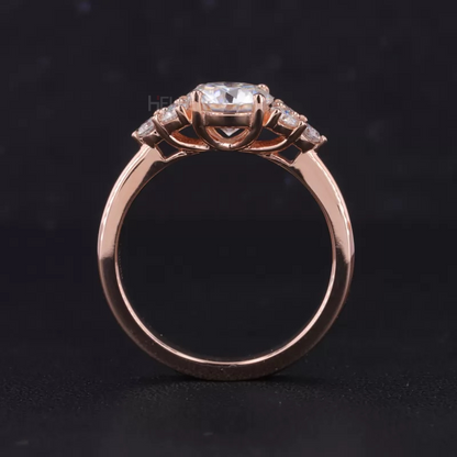 Round Moissanite Solitaire vintage Cluster Ring