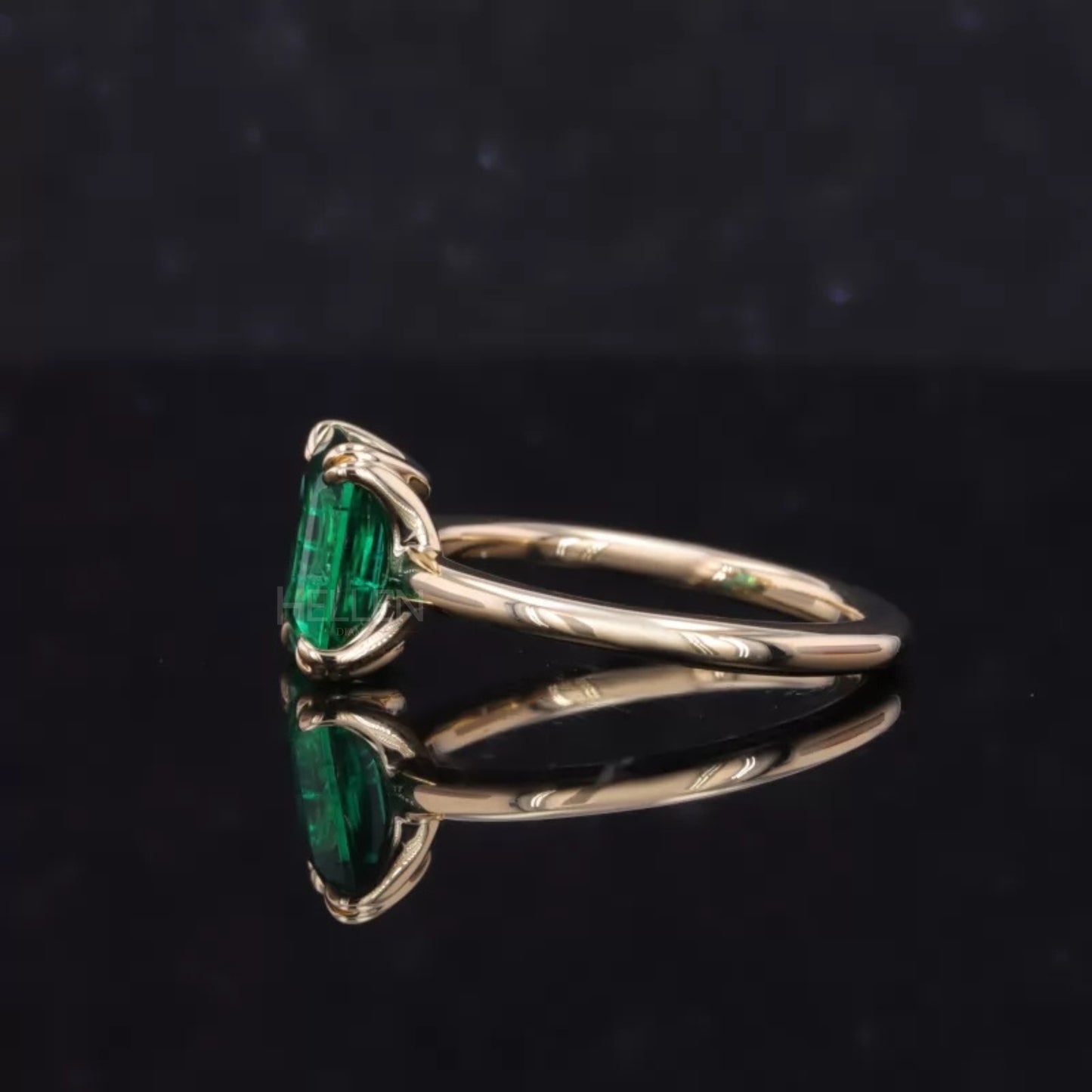 Solitaire Emerald Gemstone semi precious Engagement Ring