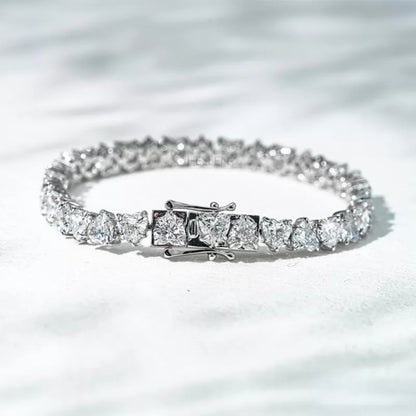 Elegant Heart Cut Moissanite Tennis Bracelet - Sterling Silver