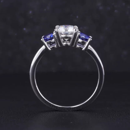 3 stone Round Cut Moissanite Bridal Ring Set