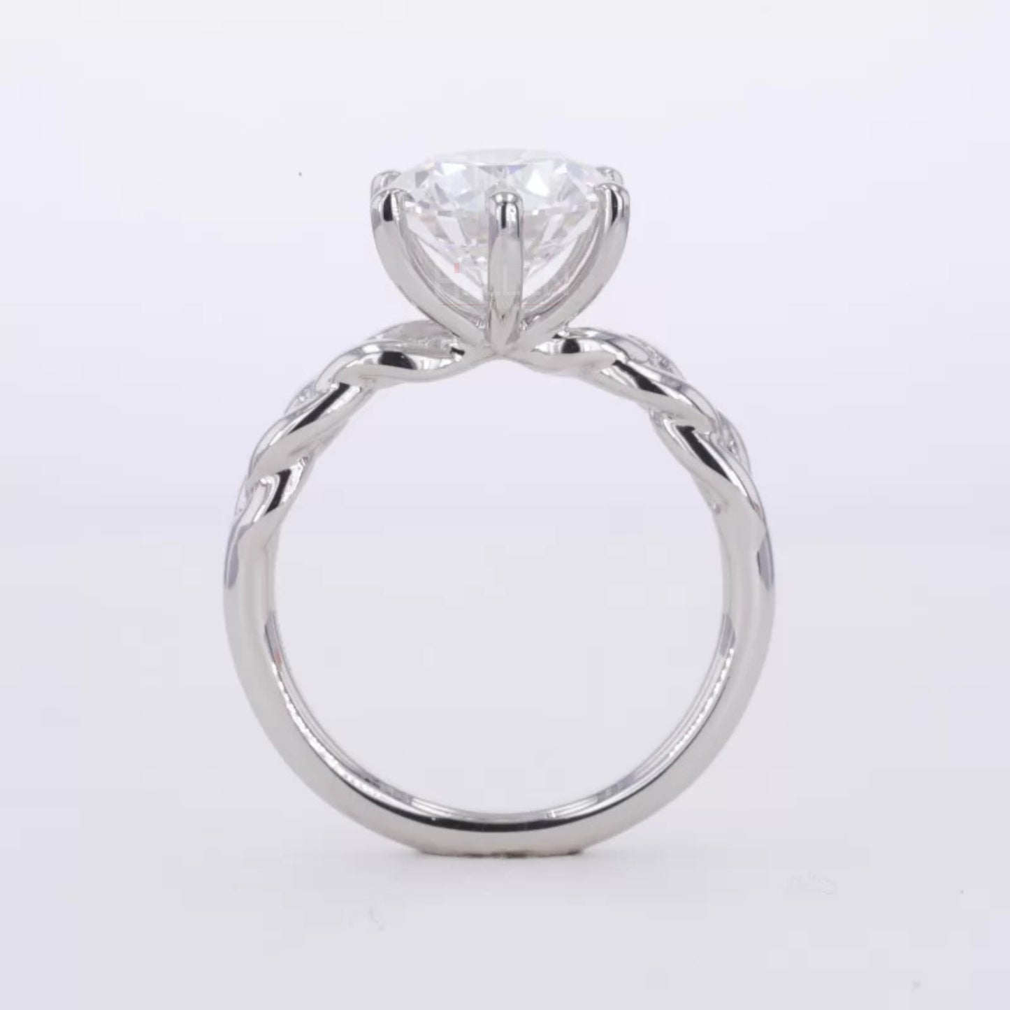 Twisted Shank Round Cut Moissanite Solitaire Engagement Ring