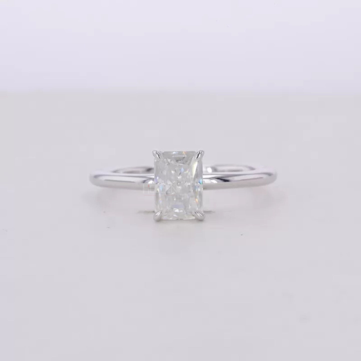 Radiant Cut  Moissanite Tiger Prongs Solitaire Proposal Ring