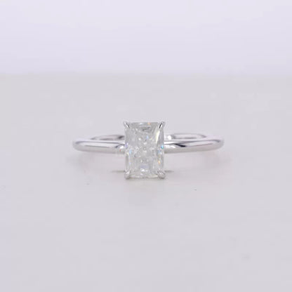 Radiant Cut  Moissanite Tiger Prongs Solitaire Proposal Ring