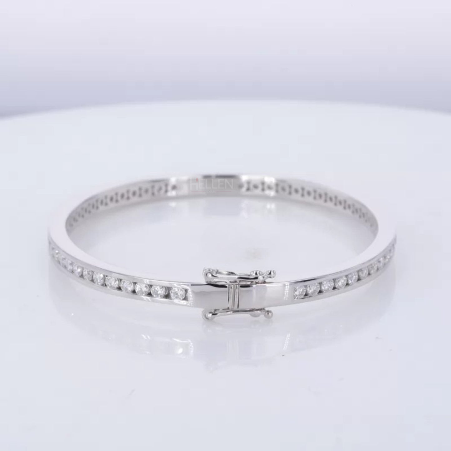 Round Cut Full Channel Setting Moissanite Bangle Bracelet