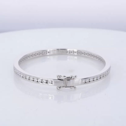 Round Cut Full Channel Setting Moissanite Bangle Bracelet