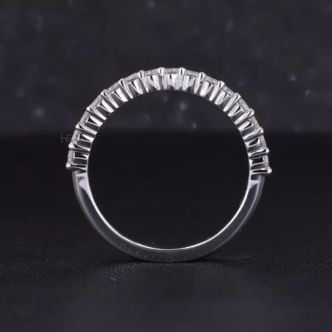 Cushion Solitaire Ring with Stackable Half Eternity Band
