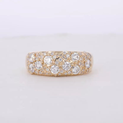 Mosaic Setting Round cut Moissanite Vintage Ring