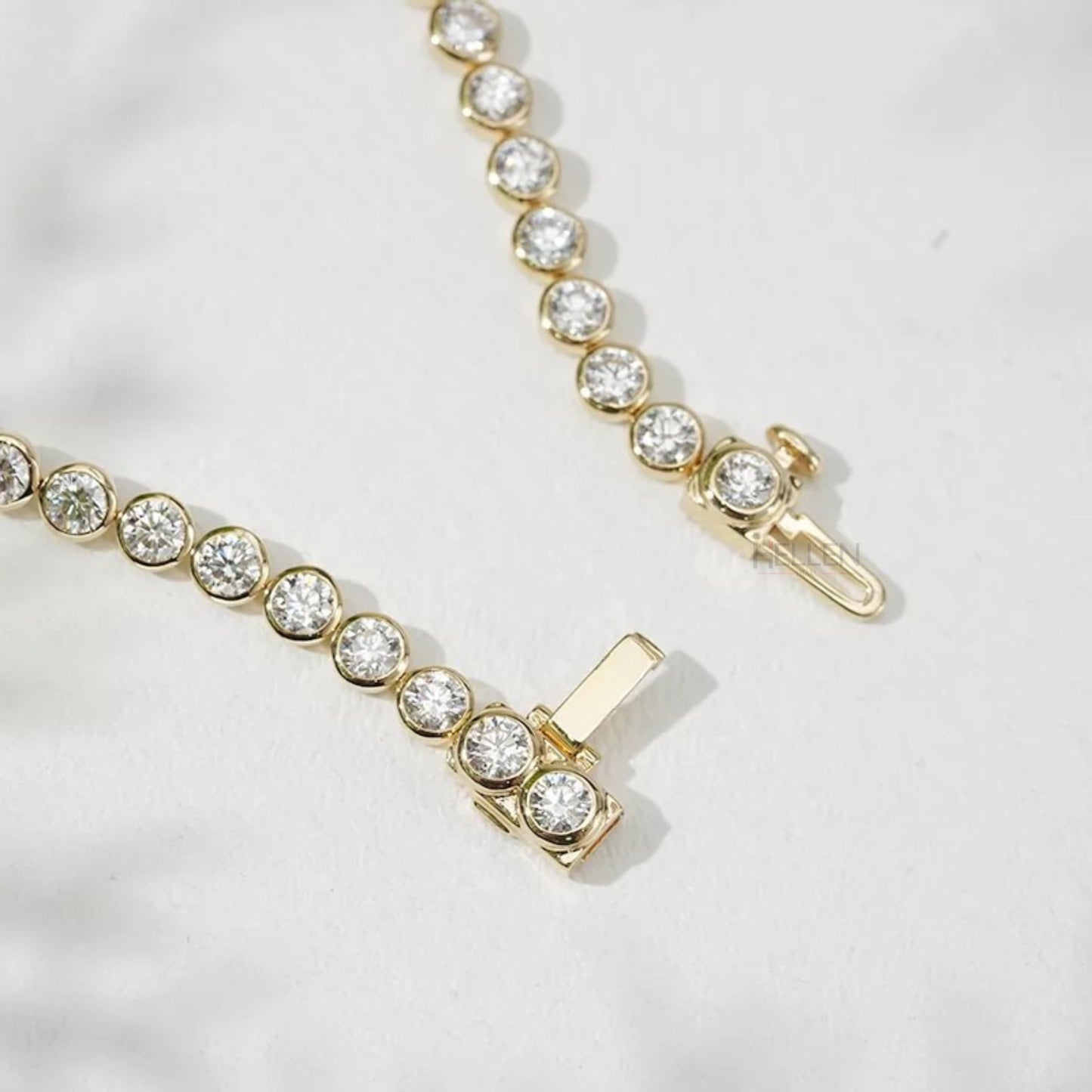 Round Cut Moissanite Bezel setting Must Have Tennis Bracelet