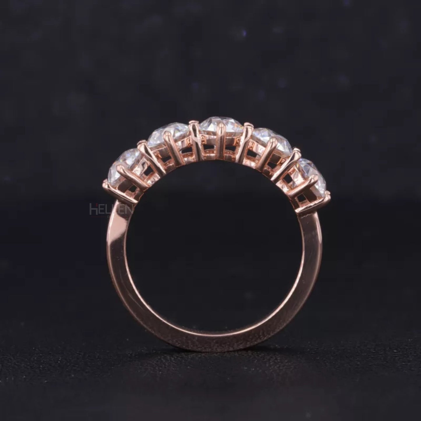 Five stone Round Cut Moissanite Wedding Band