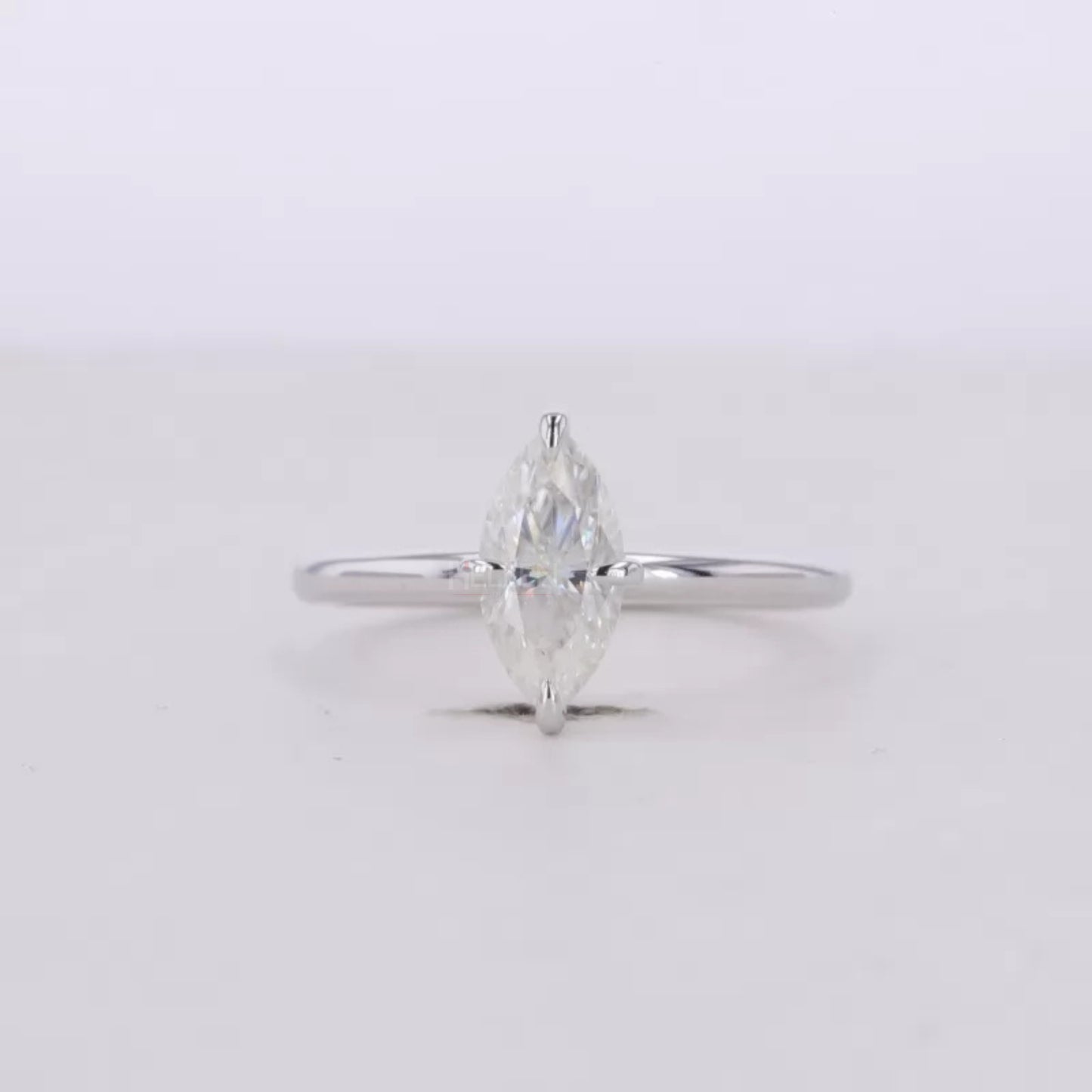 Marquise Cut Moissanite Solitaire Ring with Claw Prong in 925 Silver