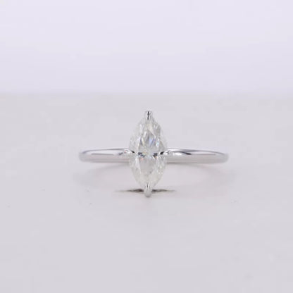 Marquise Cut Moissanite Solitaire Ring with Claw Prong in 925 Silver
