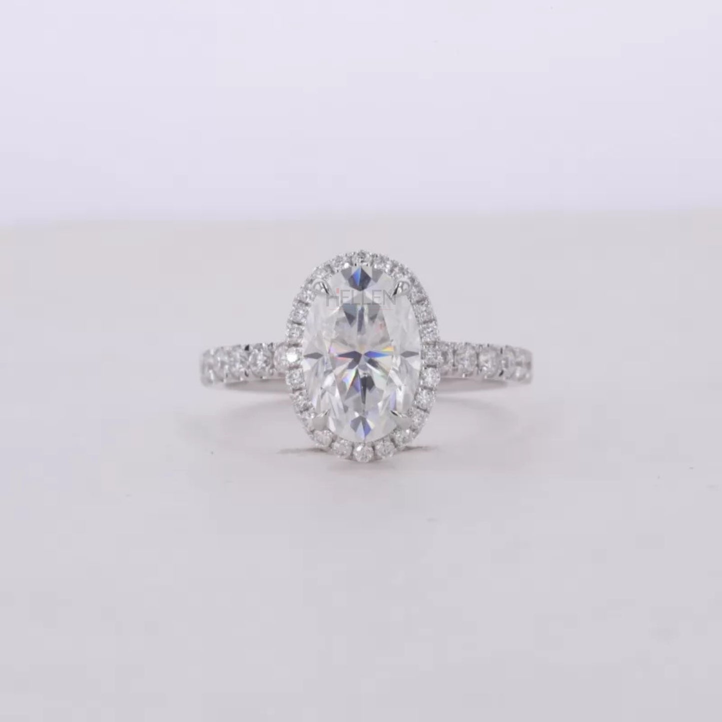 Brilliant Oval Cut Solitaire Moissanite Halo Engagement Ring