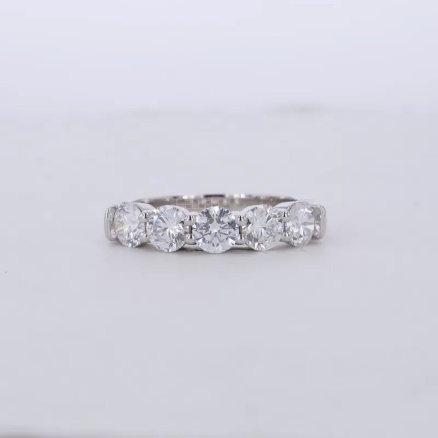 Brilliant Round Cut Five Stone Moissanite Wedding Band