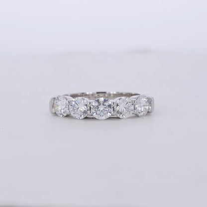 Brilliant Round Cut Five Stone Moissanite Wedding Band