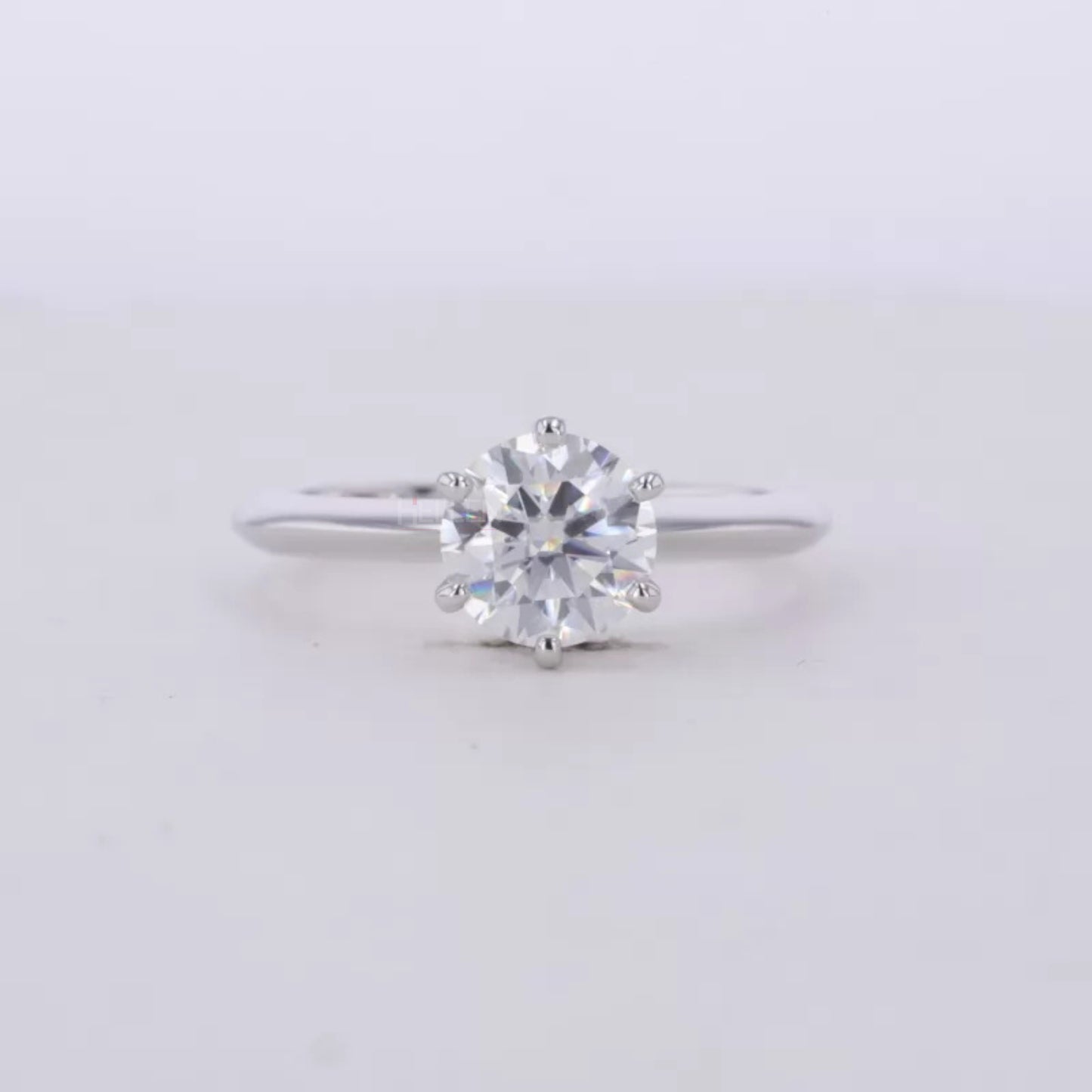 Round Cut Solitaire Moissanite Crown Setting Engagement Ring