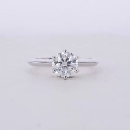 Round Cut Solitaire Moissanite Crown Setting Engagement Ring