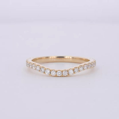 Round Cut Curved Moissanite Full Eternity Band suitable for staking