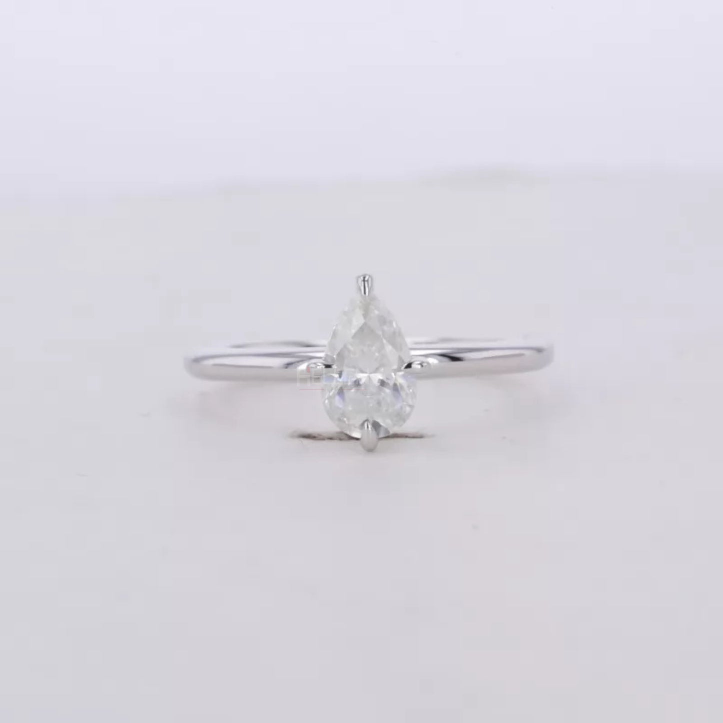 Pear Cut Solitaire Moissanite Tiger Prongs Engagement Ring