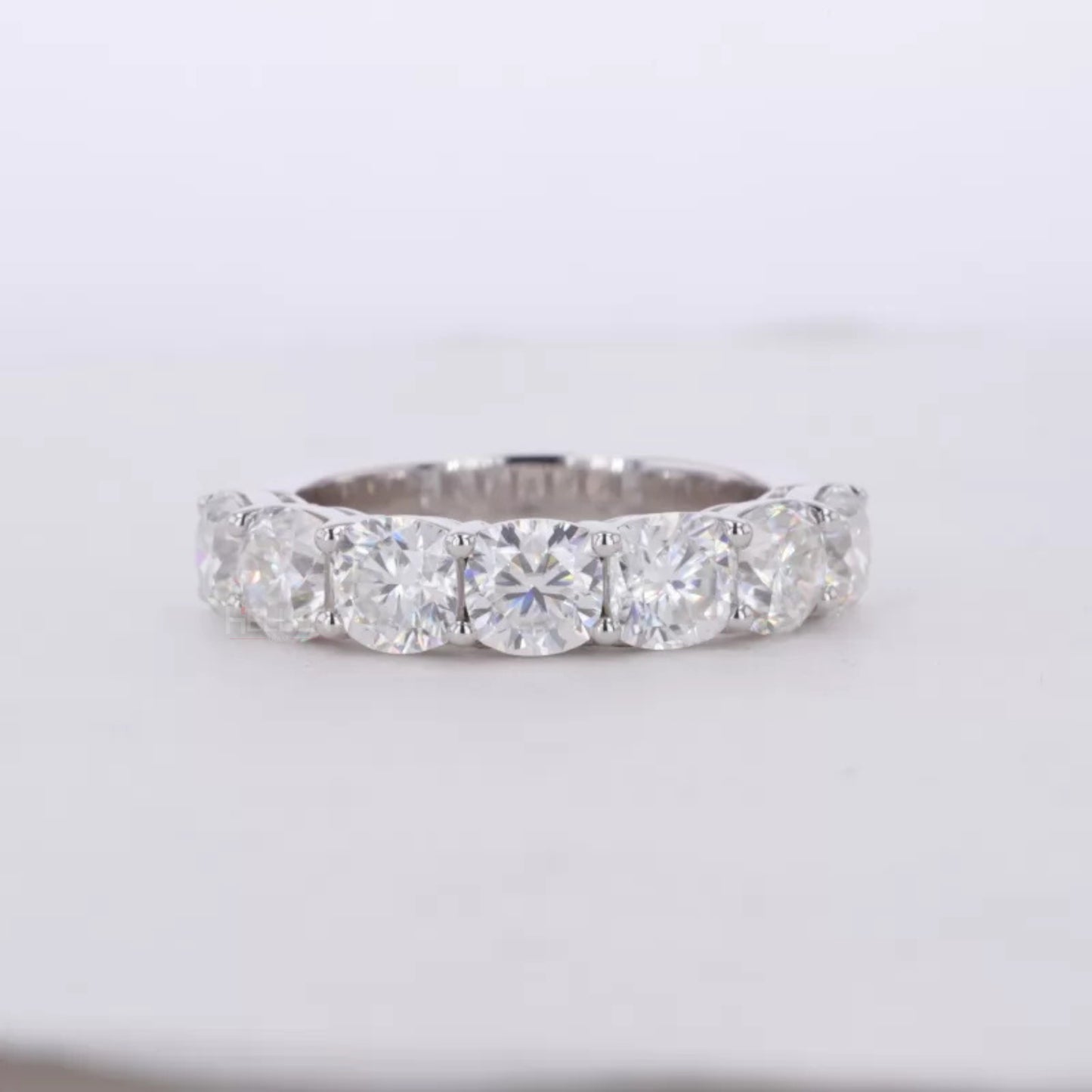 Round Cut Seven Stone Moissanite Wedding Band