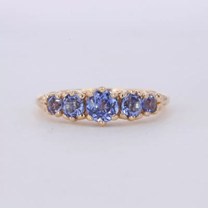 5 stone Purple Sapphire Gemstone Anniversary Ring