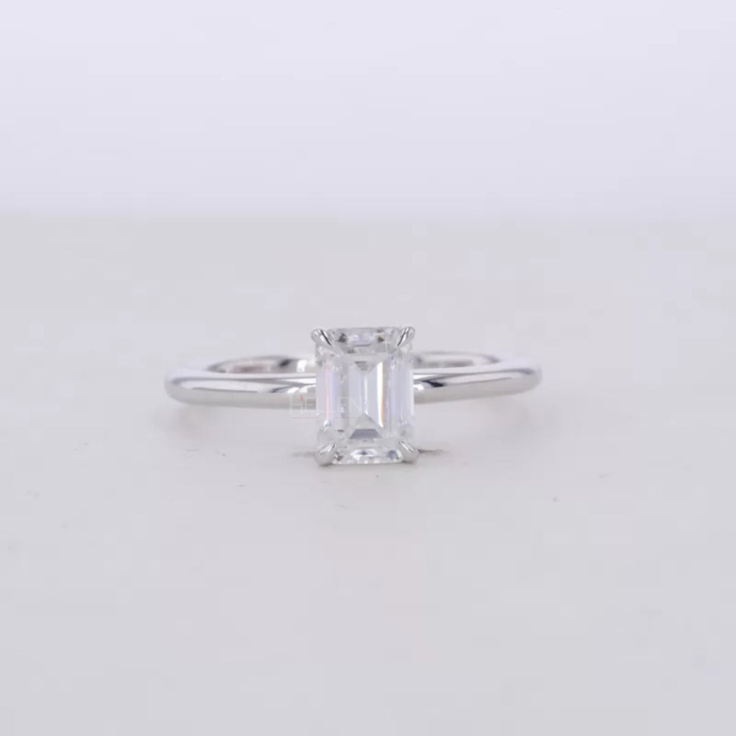 Emerald Cut Moissanite Solitaire with Tiger Prongs 925 Silver Ring