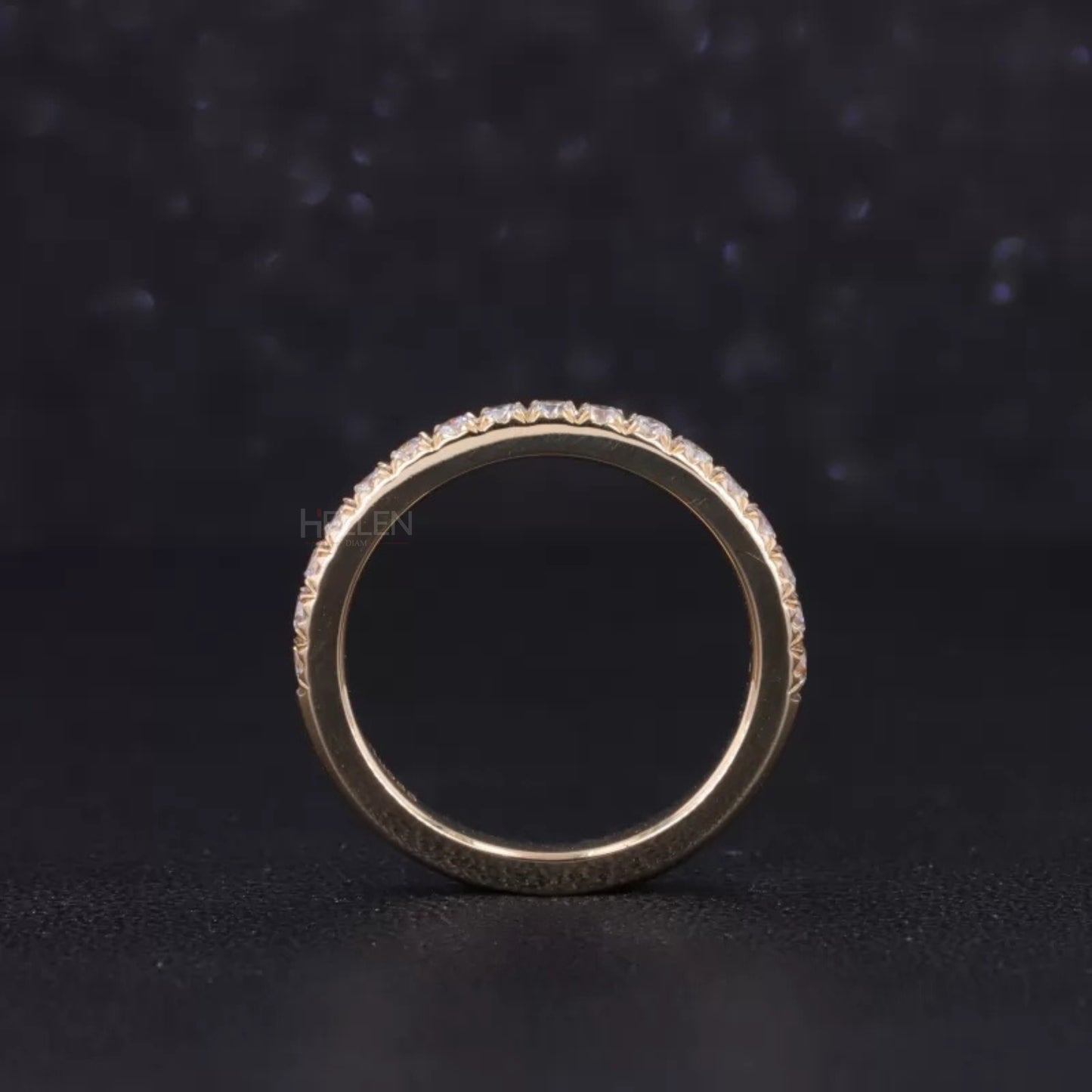 Round Solitaire Ring with Stackable Half-Round Eternity Band