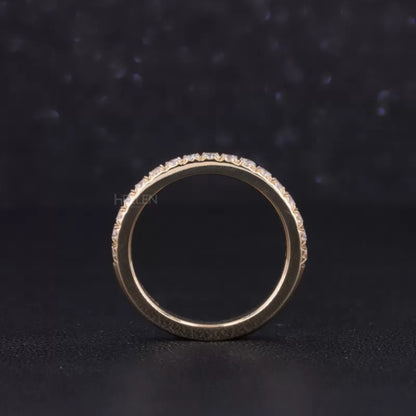 Round Solitaire Ring with Stackable Half-Round Eternity Band