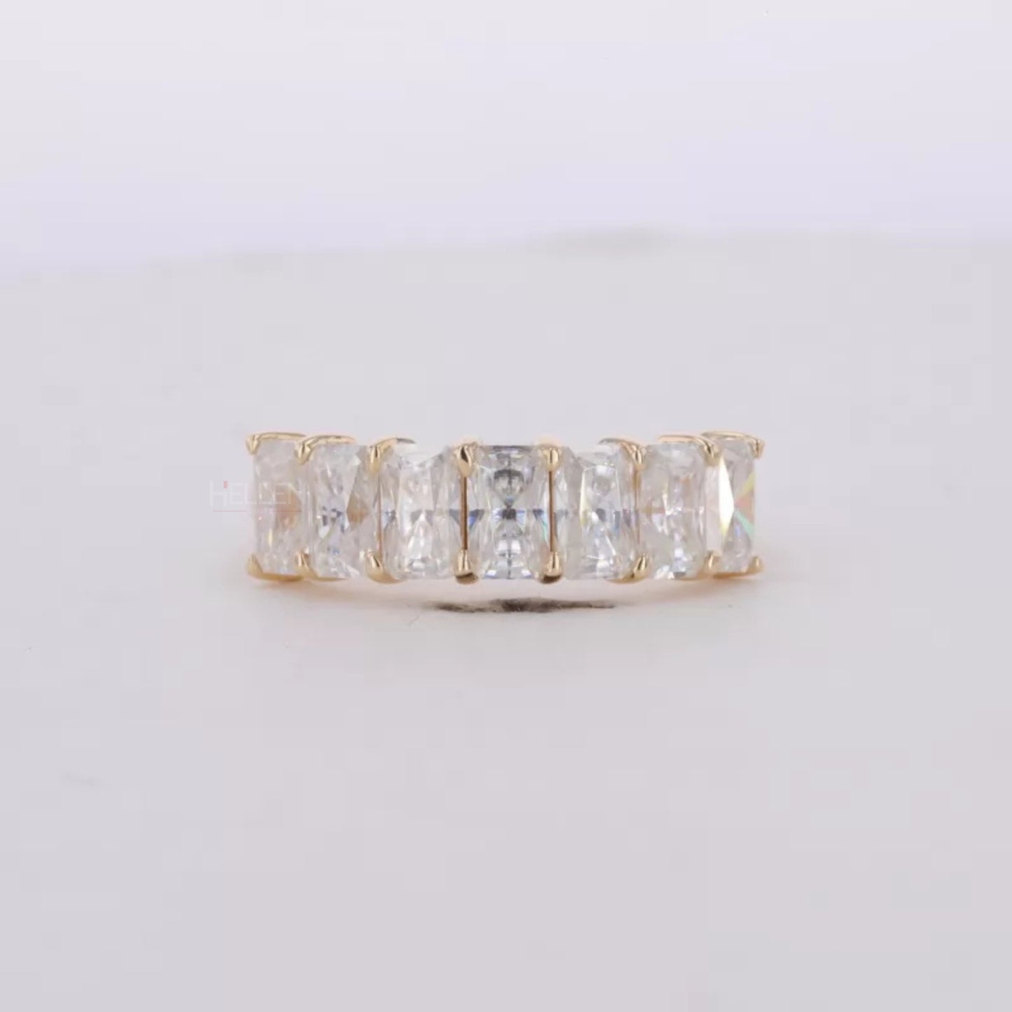Radiant Cut Colorless Moissanite Sterling 925 Anniversary Band
