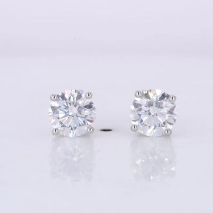 Brilliant Round Cut Solitaire Moissanite Studs-Sterling 925