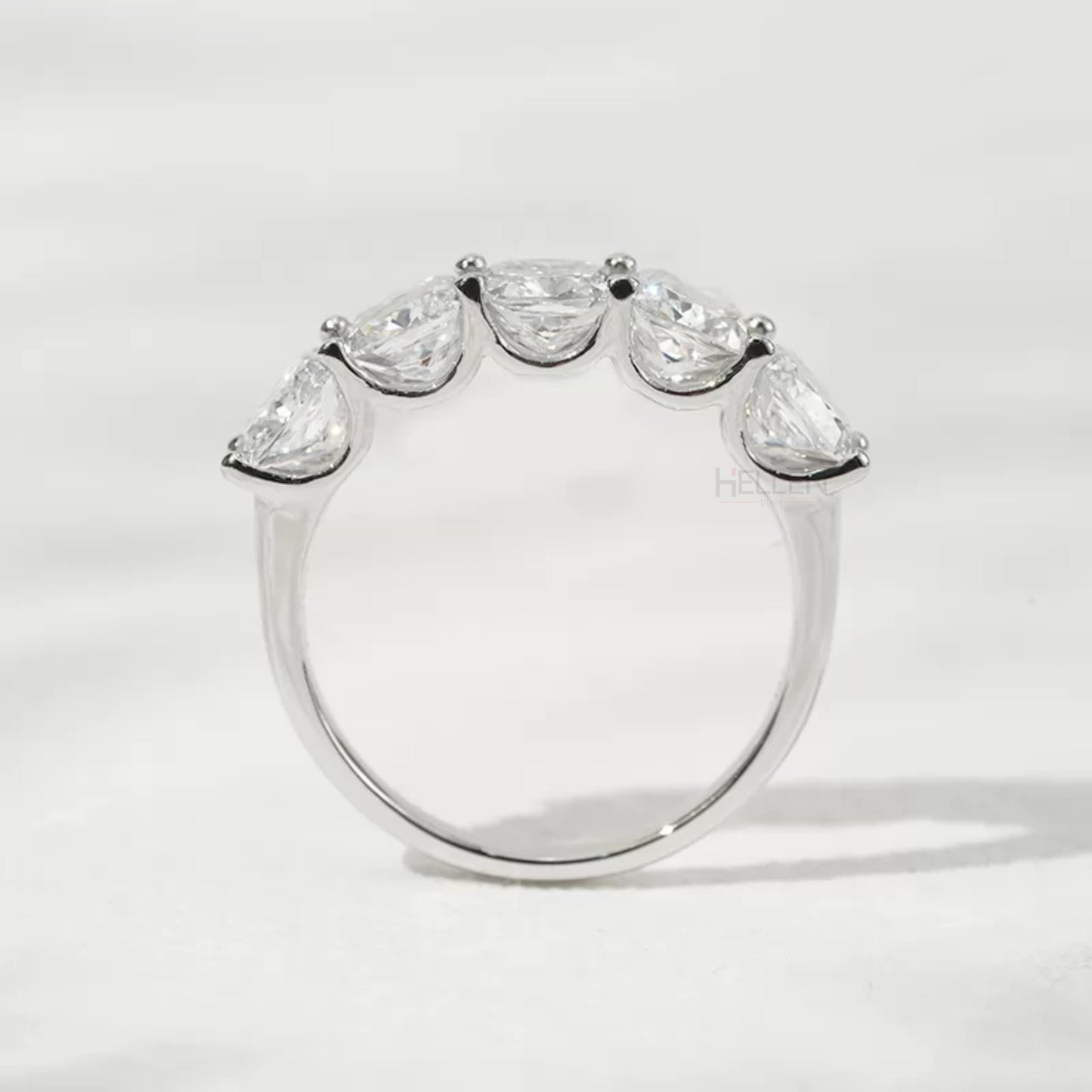 Cushion Cut Five Stone Moissanite Half Eternity Band