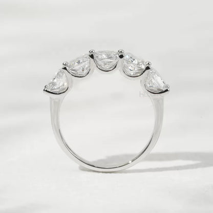 Cushion Cut Five Stone Moissanite Half Eternity Band