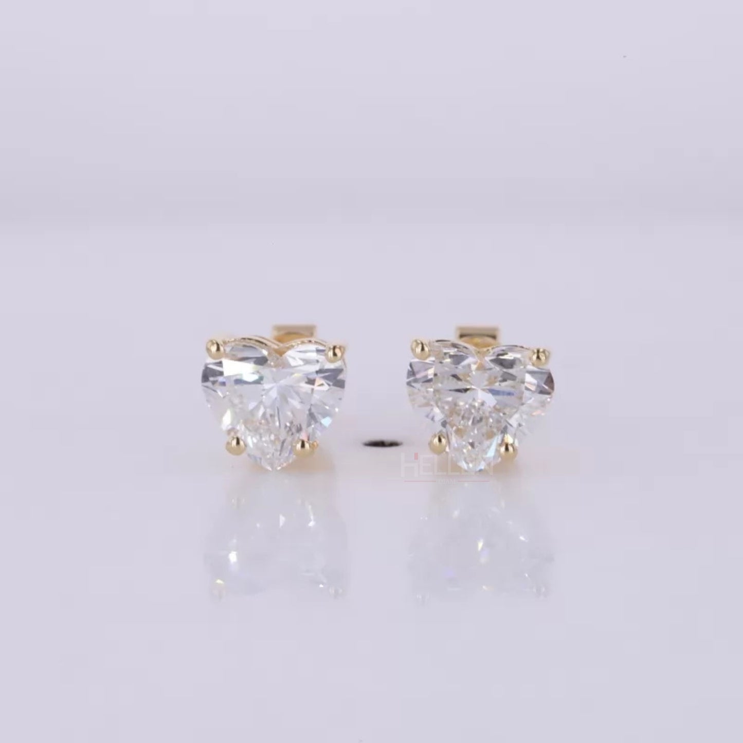 Sterling Silver Heart shaped Solitaire Moissanite Studs
