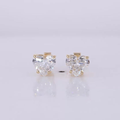 Sterling Silver Heart shaped Solitaire Moissanite Studs