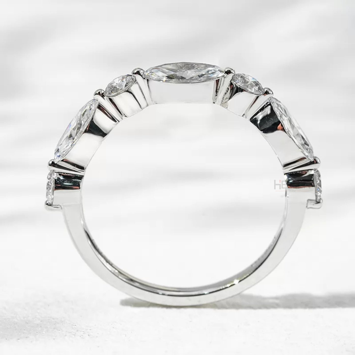 Marquise and Round Cut Moissanite Eternity Band