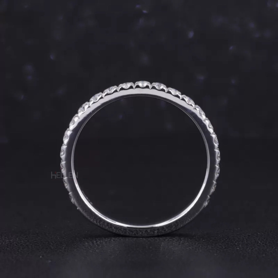 Marquise Solitaire Ring with Stackable Half-Round Eternity Band