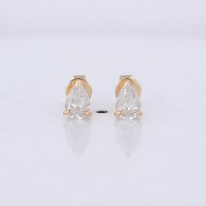 Pear Cut Solitaire Moissanite Studs-Sterling 925 Luxury