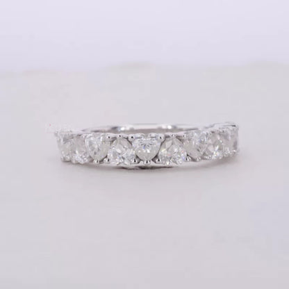 Heart Cut Moissanite Half Studded Anniversary Ring