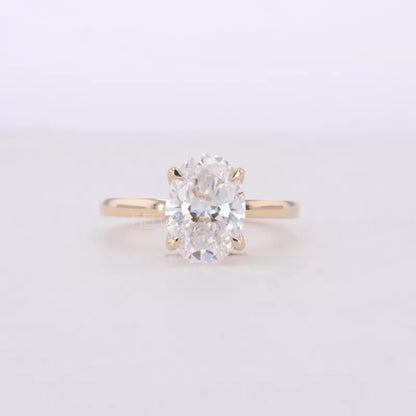 Tulip look Oval Cut Solitaire Moissanite Romantic Engagement Ring
