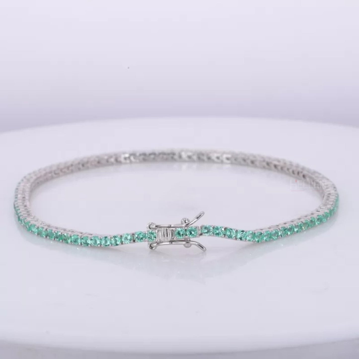 Green Round Semi Precious Gemstone Tennis Bracelet