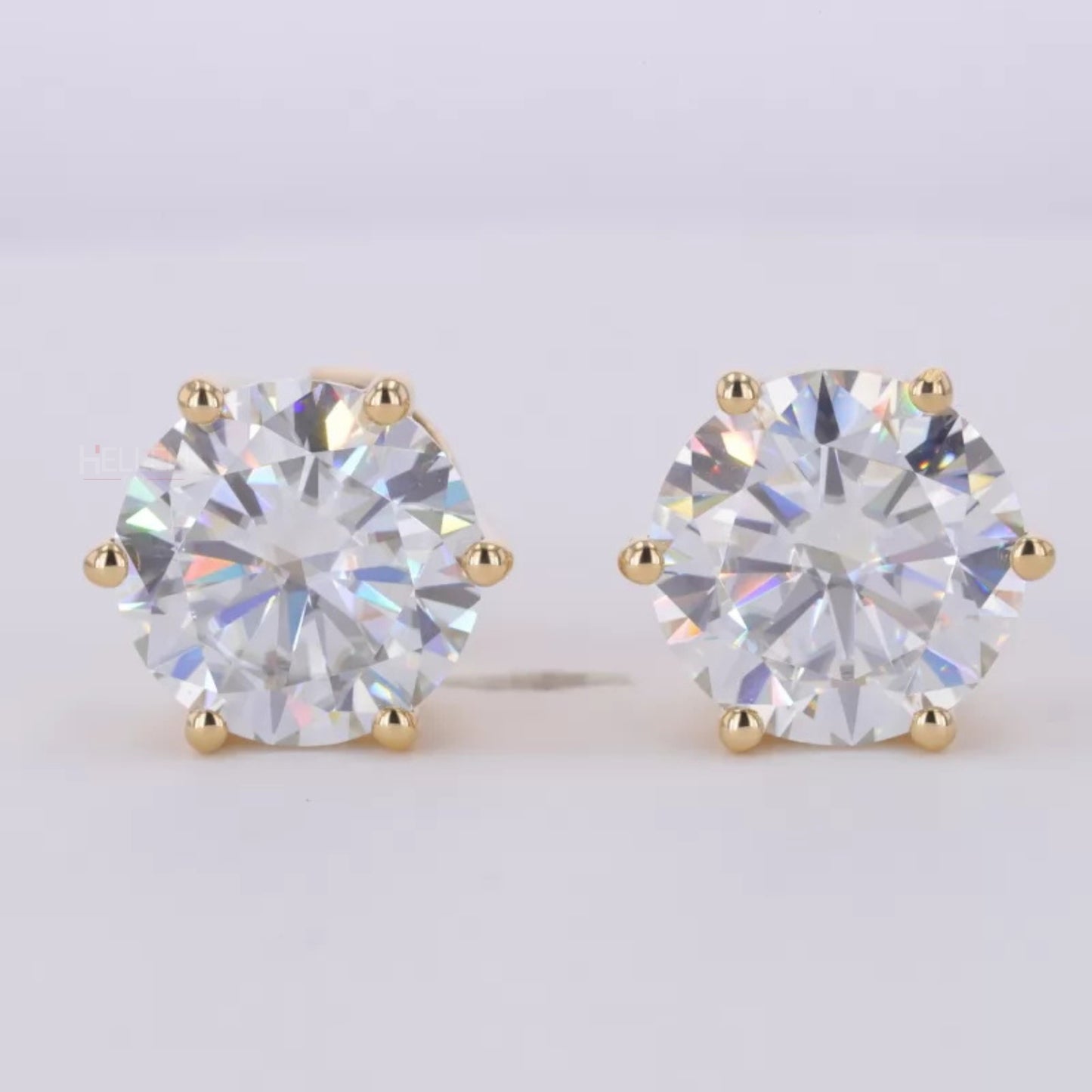 Brilliant Round Cut Solitaire Moissanite 6 Prongs Studs