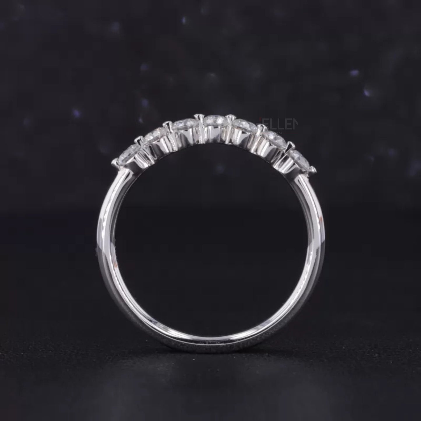 Three Stone Oval Cut Moissanite Bridal Ring Set